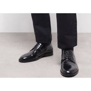 The Kooples Men's Black Patent Leather Derbies Dress Shoes Size 8 US 42 EU NIB